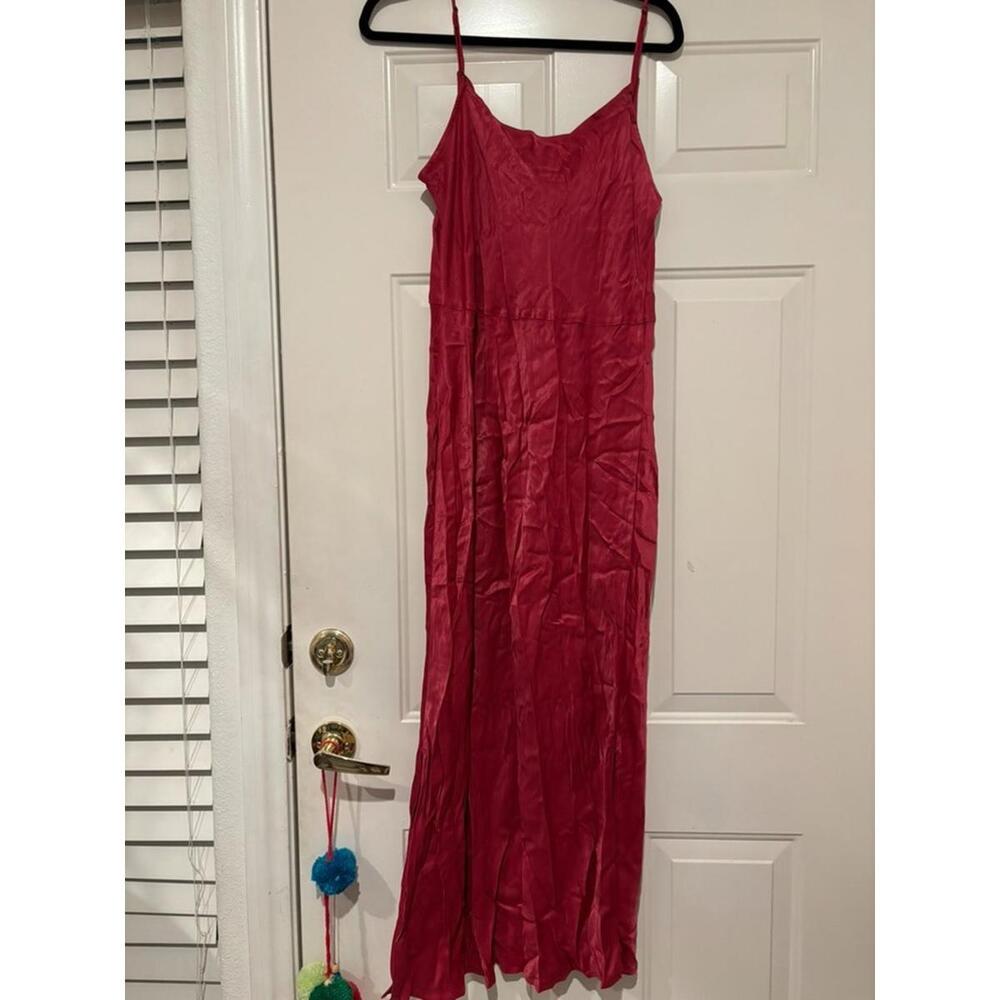 Women's sz XL Anthropologie satiny rose long slip dress #1094